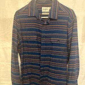Goodfellow, Blue, Orange, Red, and White horizontal stripes, Mens Medium LS